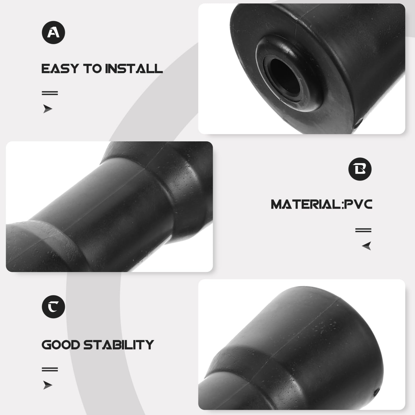 ifundom Rullo per Rimorchio per Barche in PVC Nero, Ricambio Guida | Yacht e Motoacqua, Usura Ridotta e Stabilità, Accessori Completi per Montaggio Rapido