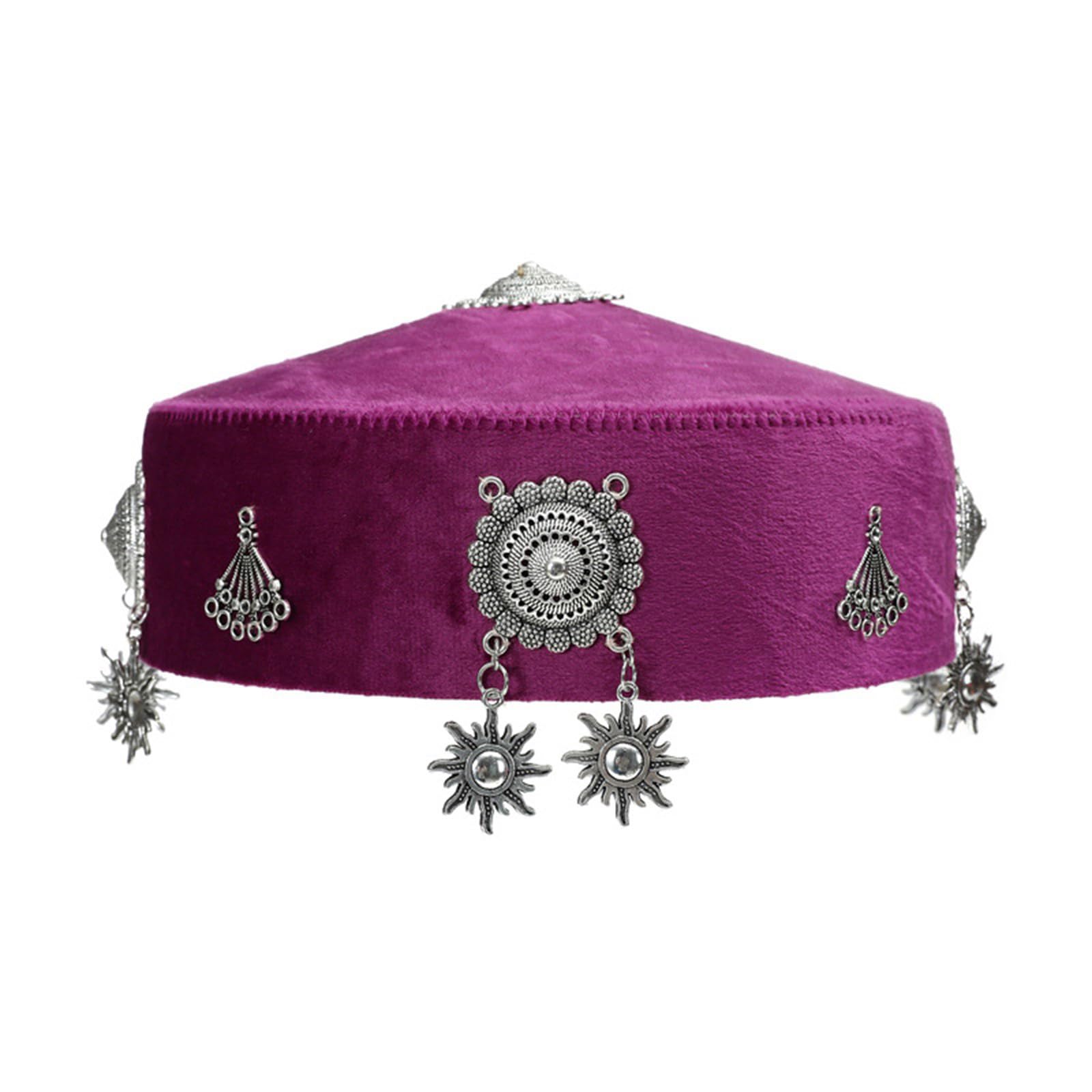 MICFENY Kazakh Folk Costume Hat Traditional Ethnic Design Polyester Fabric for Cultural Event and Daily Wear