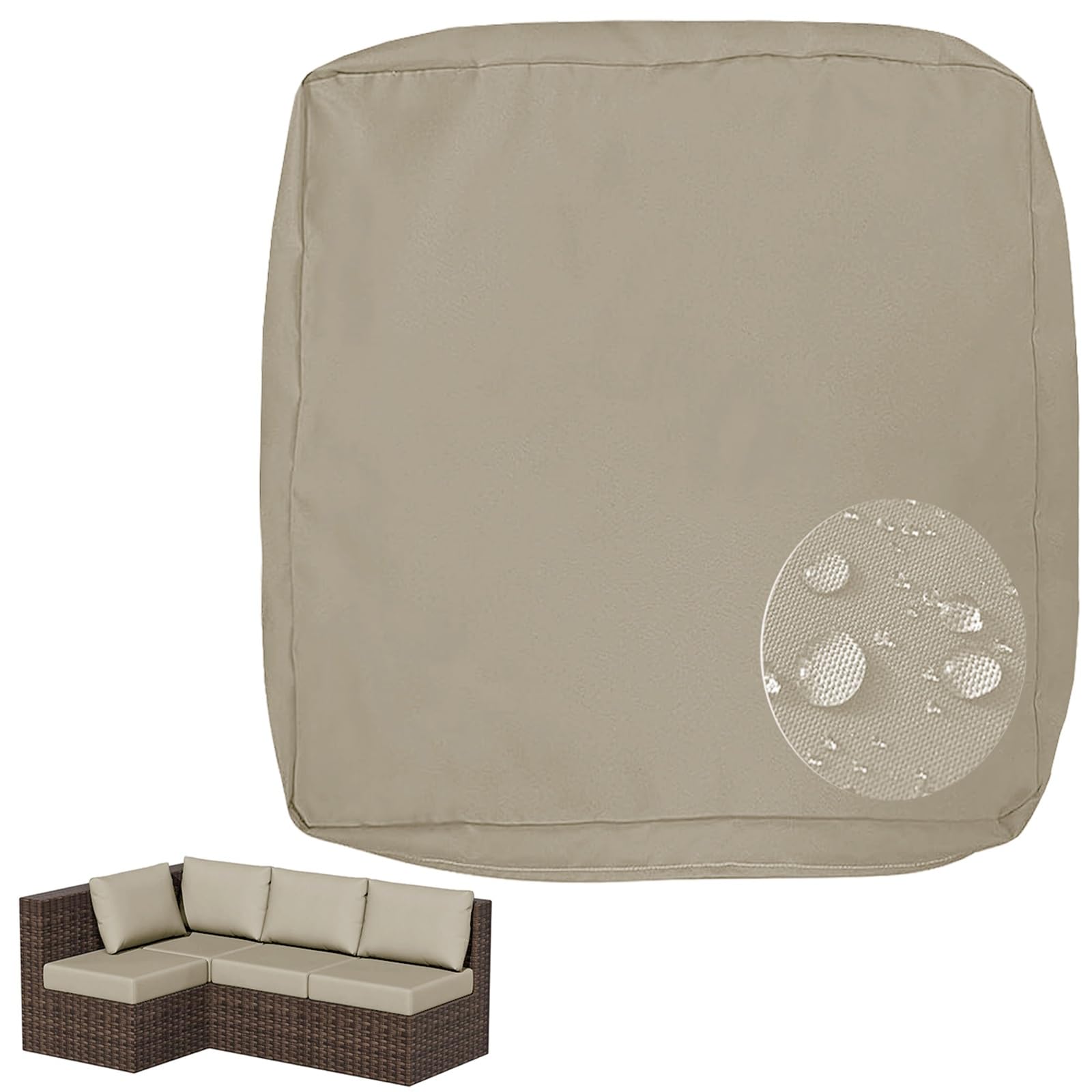 Copricuscino per Sedia da Esterno 70x70x8cm Cerniera Antiscivolo Cachi