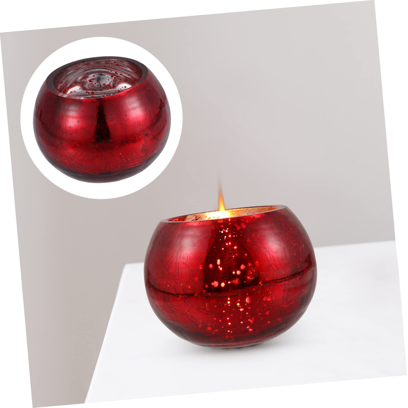 Portavelas de Té de Vidrio Rojo para Hogar, Decoración Creativa | Cristal, Ambiente Relajante, Opción para Obsequio y Elaboración de Velas Aromáticas