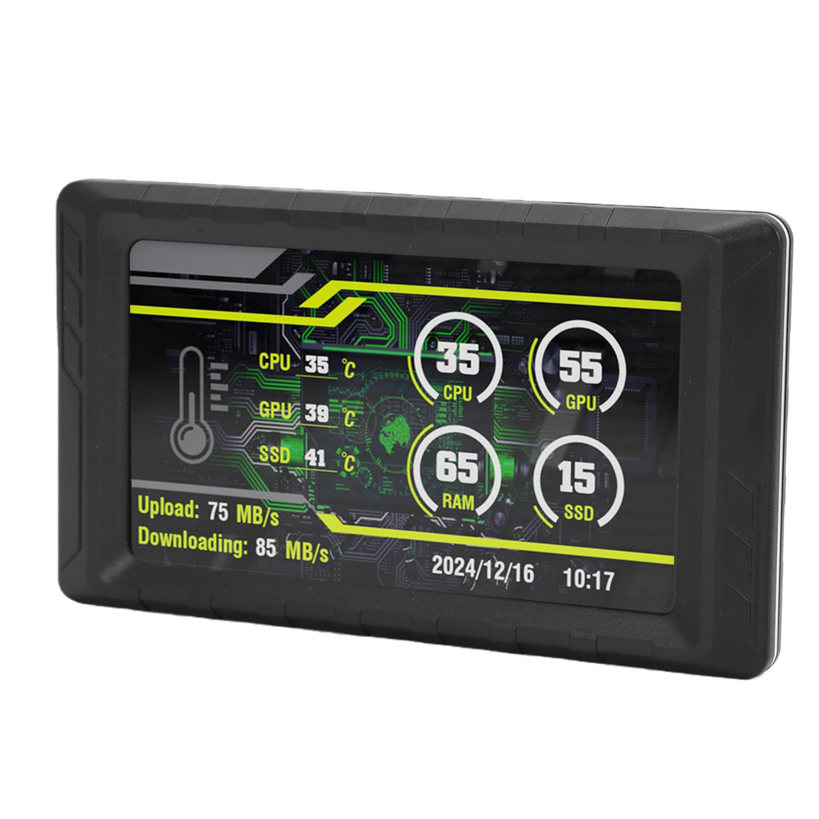 Topiky 5-calowy Wyświetlacz LCD z Dynamicznymi Motywami Wideo do Monitorowania Pamięci Temperatury Procesora GPU Komputera (BLACK)