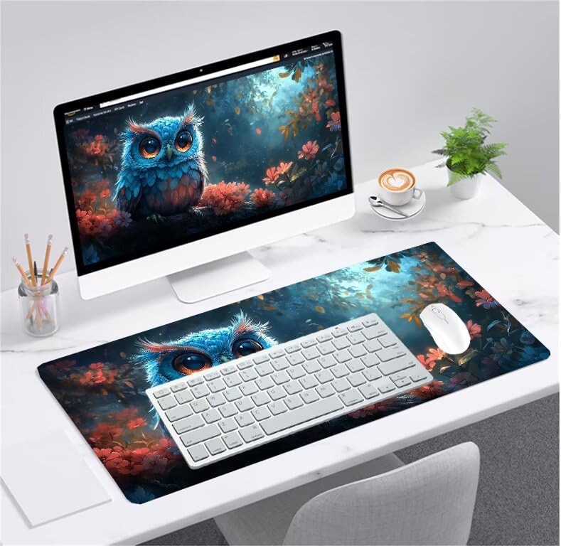 Tapis de souris gamer grand format bleu imperméable lavable 90x40cm