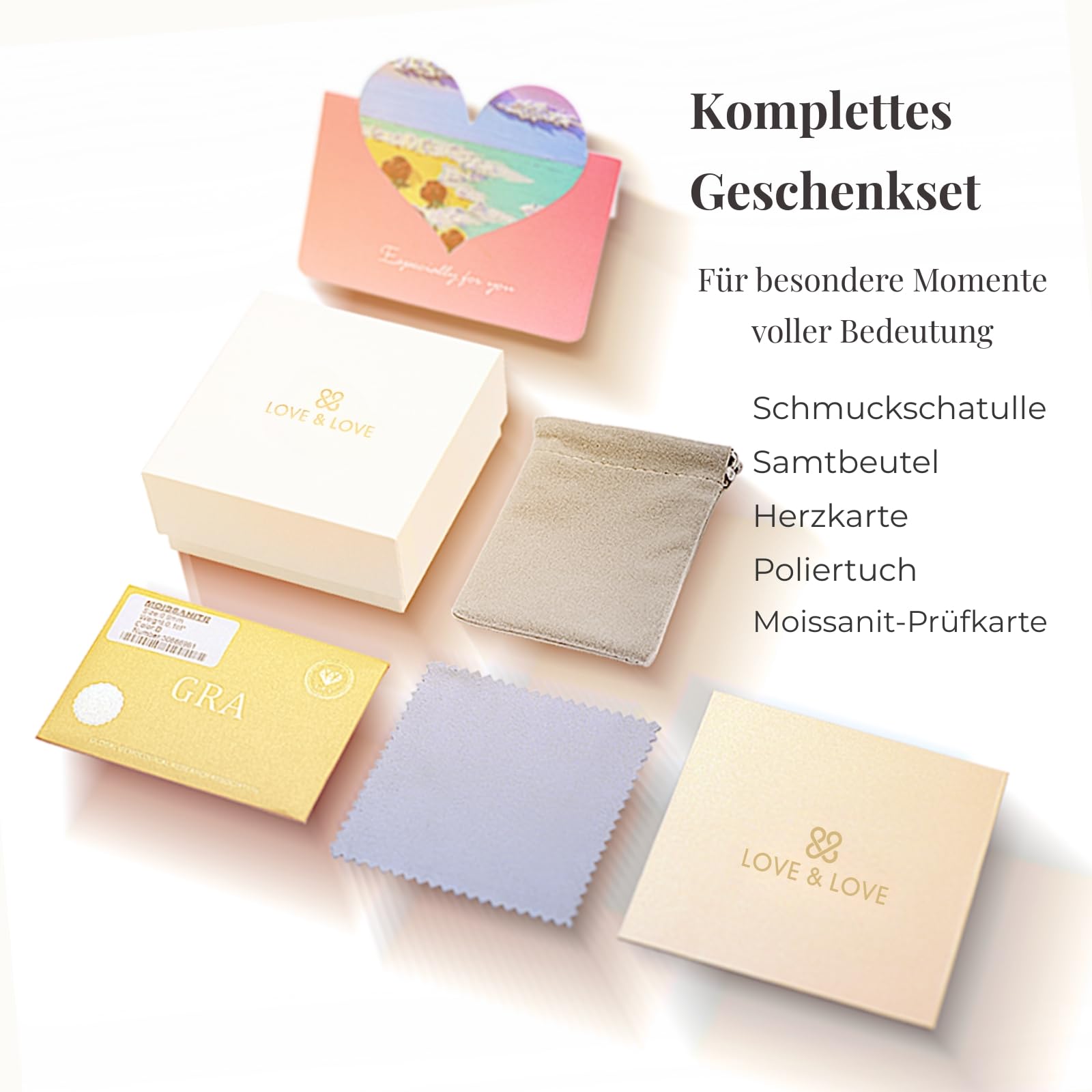 LOVE&LOVE 2CT Moissanite Ohrstecker für Damen und Herren, 925 Silber