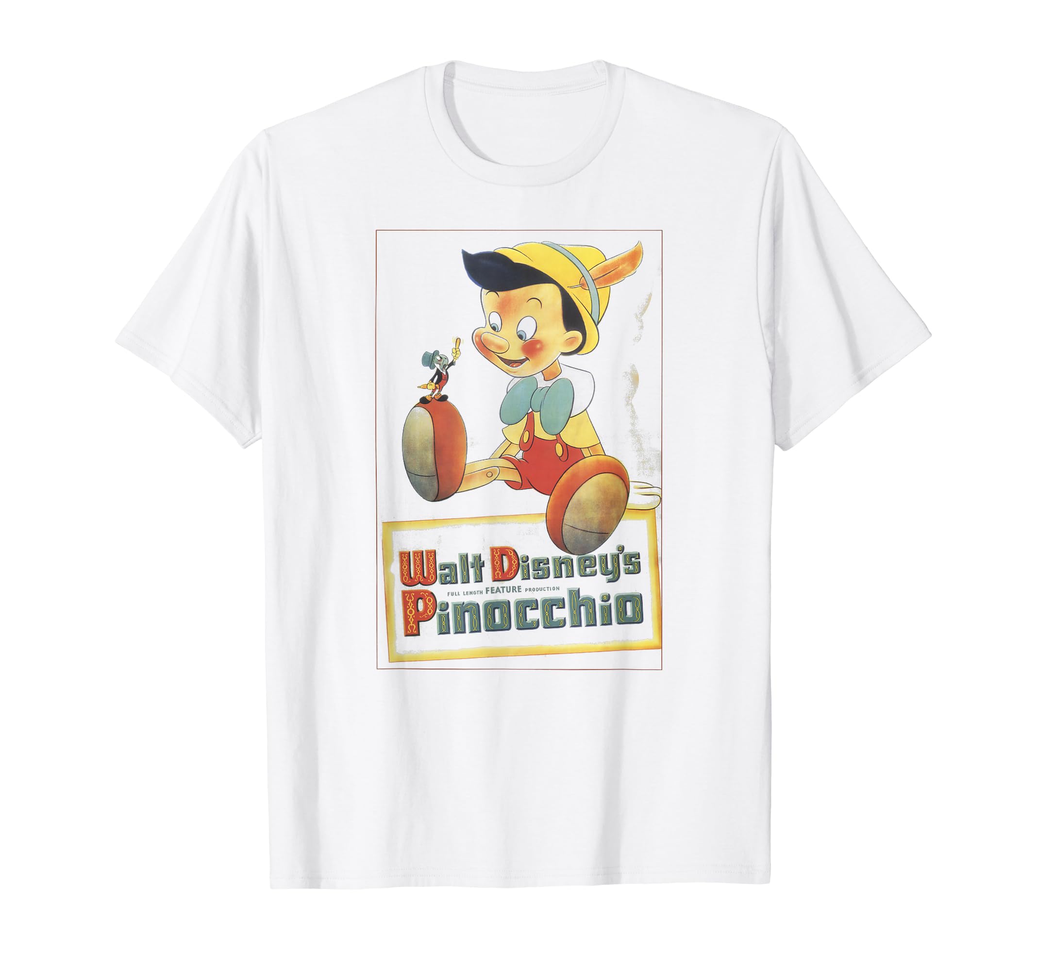 Amazon.com: Disney Pinocchio Vintage Portrait T-Shirt : Clothing 