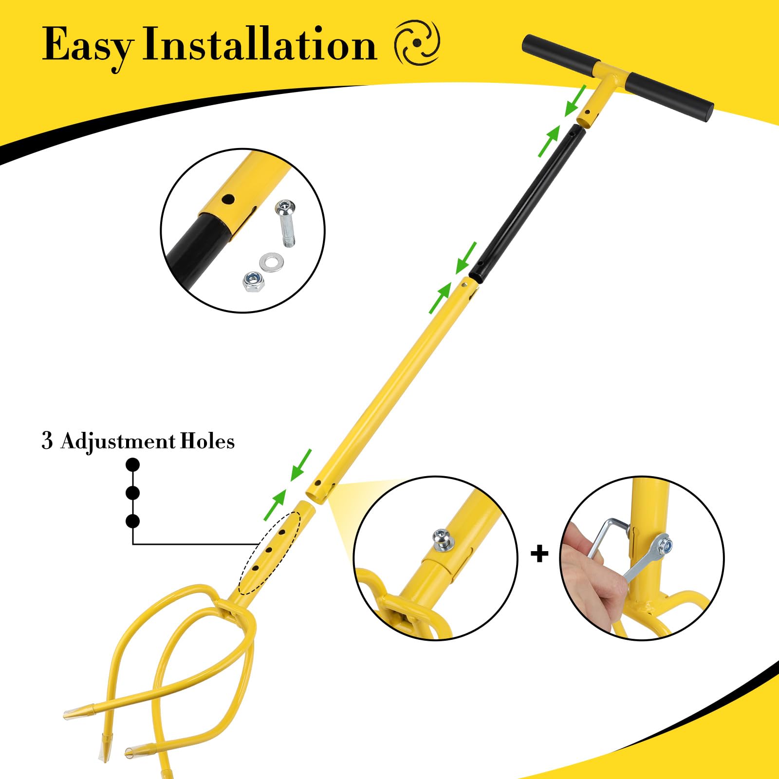 SWAWIS Manuel Twist Tiller Griffe de Jardin, Cultivateur de Griff Amovible avec Manche, Réglable en Hauteur