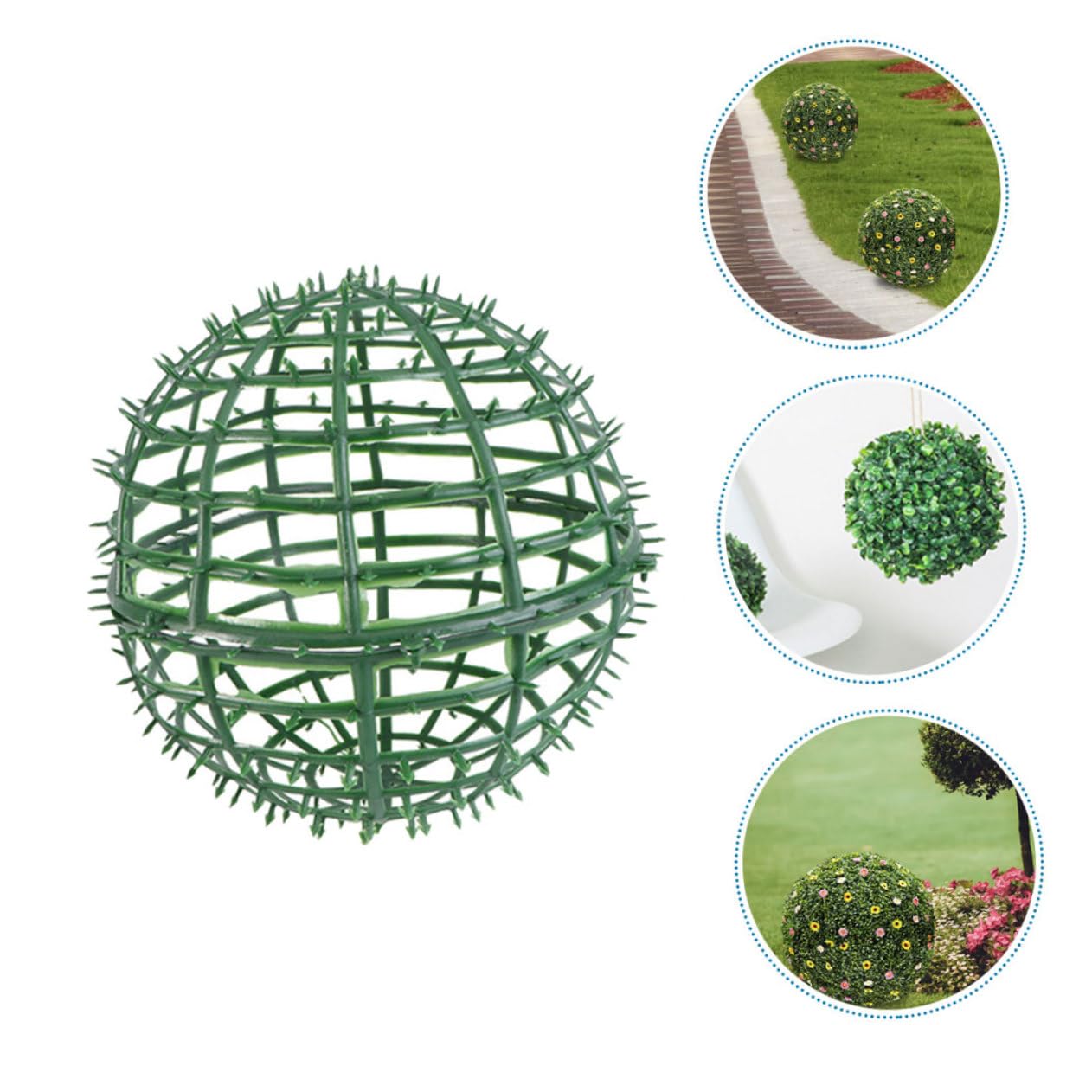 Ciieeo Cage de Support pour Boules Topiaires Artificielles 3pcs en Plastique Vert, Facile à Utiliser et Fiable pour Décoration Maison et Jardin