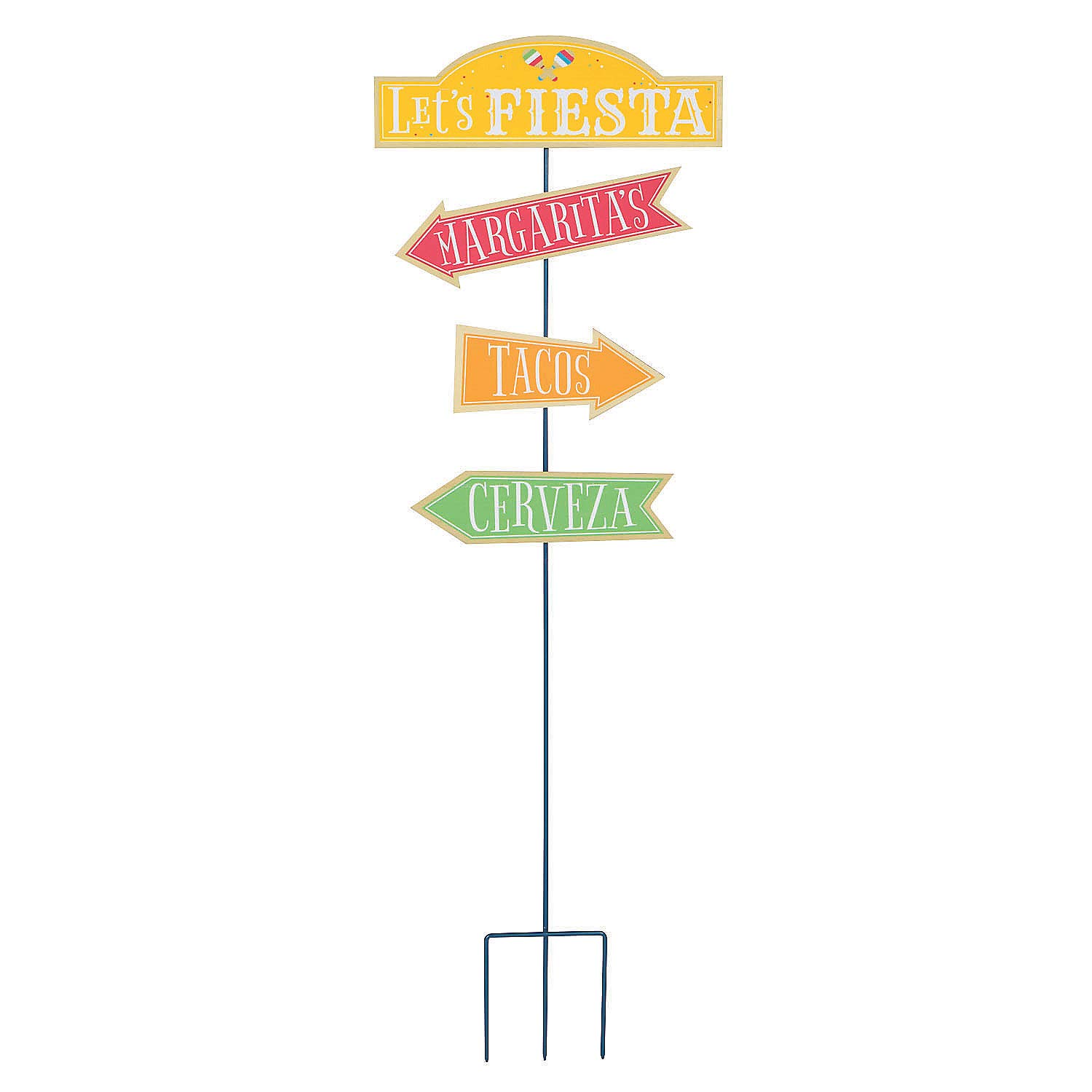 Fun Express - Fiesta Directional Sign for Cinco de Mayo - Party Decor - Large Decor - Floor Stand Ups - Cinco de Mayo - 1 Piece