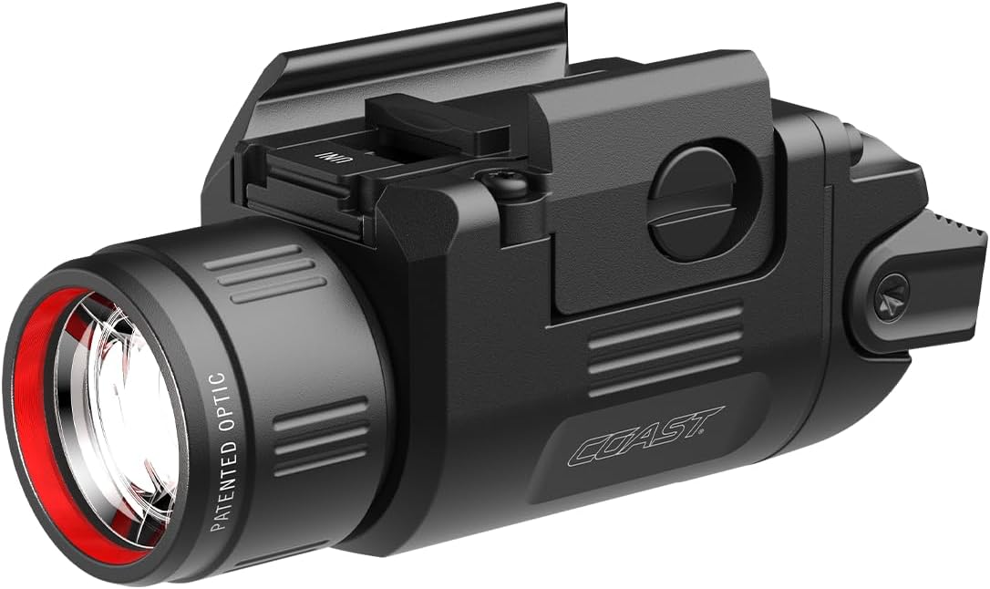 Coast PTX30R 500 Lumen USB-C Rechargeable LED Tactical Weapon Light with Tool-Free Universal/Picatinny Mounting System, and Spot Beam - IP54 Rating