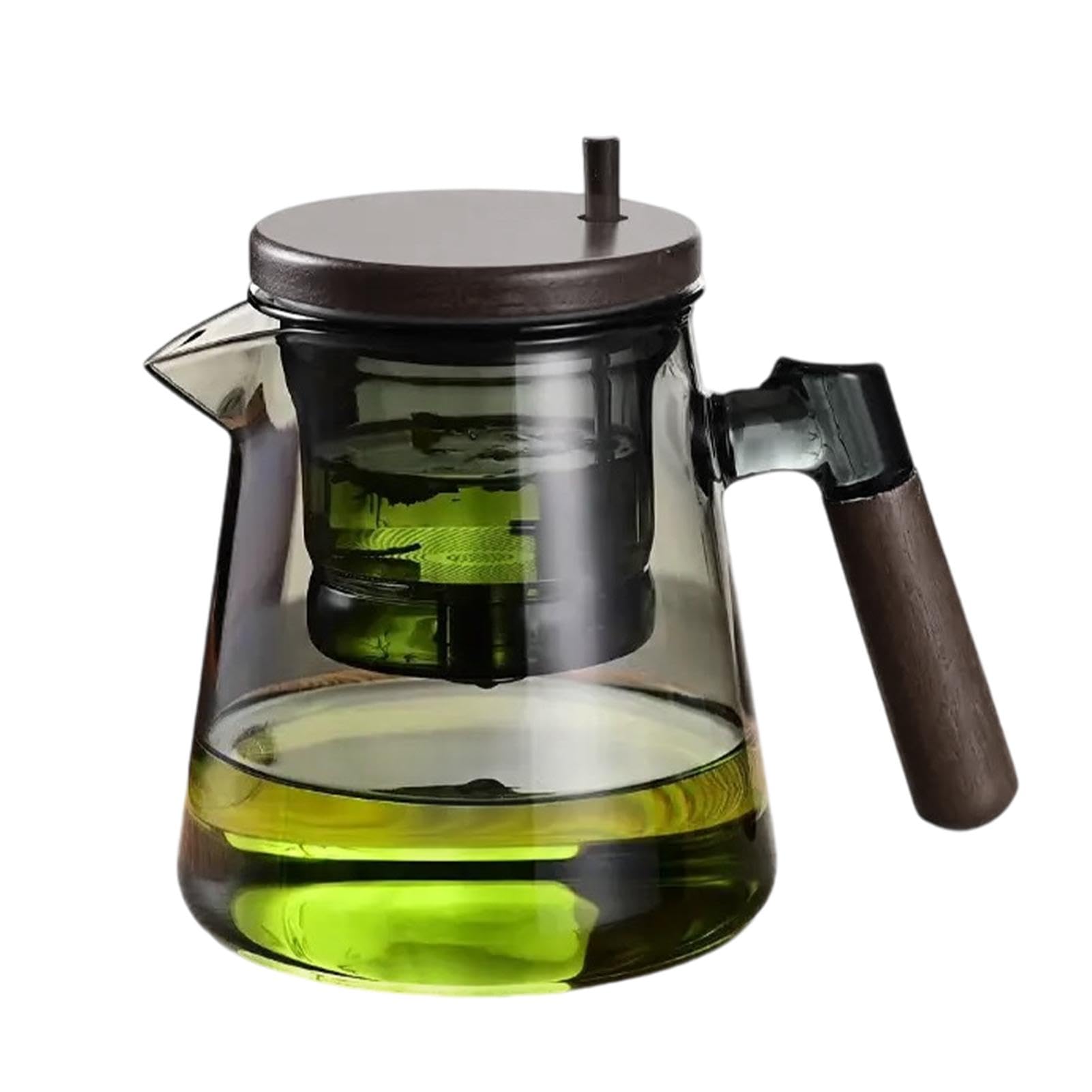 Propot, Teekanne aus Glas mit Wassertrennung | Tragbare Druckfilterkanne mit Holzgriff, Teekanne Enpropot zur Trennung von Wasser und Tee