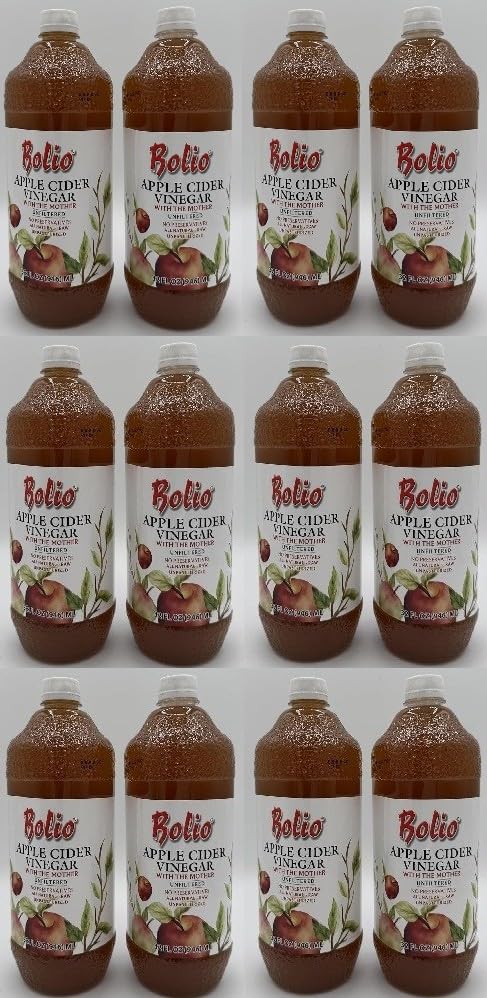 Apple Cider Vinegar With The Mother byBolio, Unfiltered, No Preservatives, All Natural, Raw, Unpasteurized, 32 Fl Oz, Pack of 12