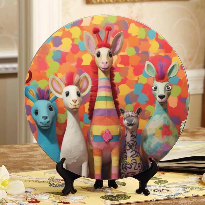 Balloon Animals 10-inch Ceramic Plate for Wall Display or Tabletop, with Stand & Hook DP-901016329