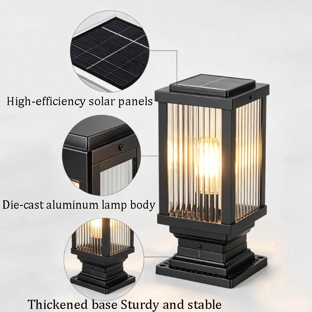 Lampes Solaires Pour Poteaux D'extérieur, Lanternes LED Étanches En Aluminium Moulé, Verre Haute Transparence, Résistantes Aux Intempéries Et Aux Tempêtes, Idéales Pour Jardin, Terrasse