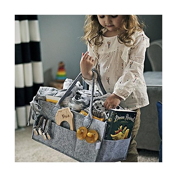 Baby Windelsäckchen Tragbare Windel-Aufbewahrungsbox Mit Veränderbar Fächern Faltbar Windel-Organizer Grau – Bild 4