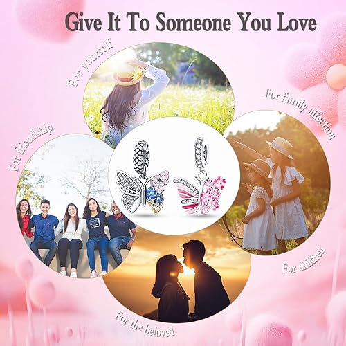 Miniatura 7 de MICOO Dijes para pulseras dobles y parejas, plata de ley 925 con clip de circonitas cúbicas para mujer, pulsera y collar.