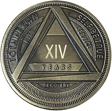 MYRECOVERYSTORE AA Coin with Roman Numeral Alcoholics Anonymous 1-60 Years Year 14