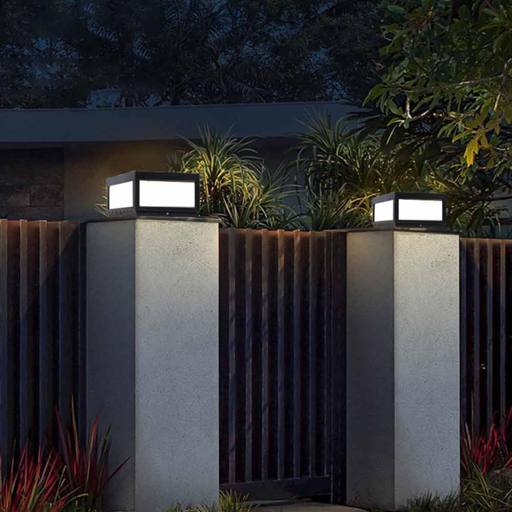 Lampadario Solare Quadrato Moderno Per Esterni, Ideale Per Terrazze | Accensione/spegnimento automatico dal crepuscolo all'alba, alloggiamento in metallo impermeabile per tutte le stagioni