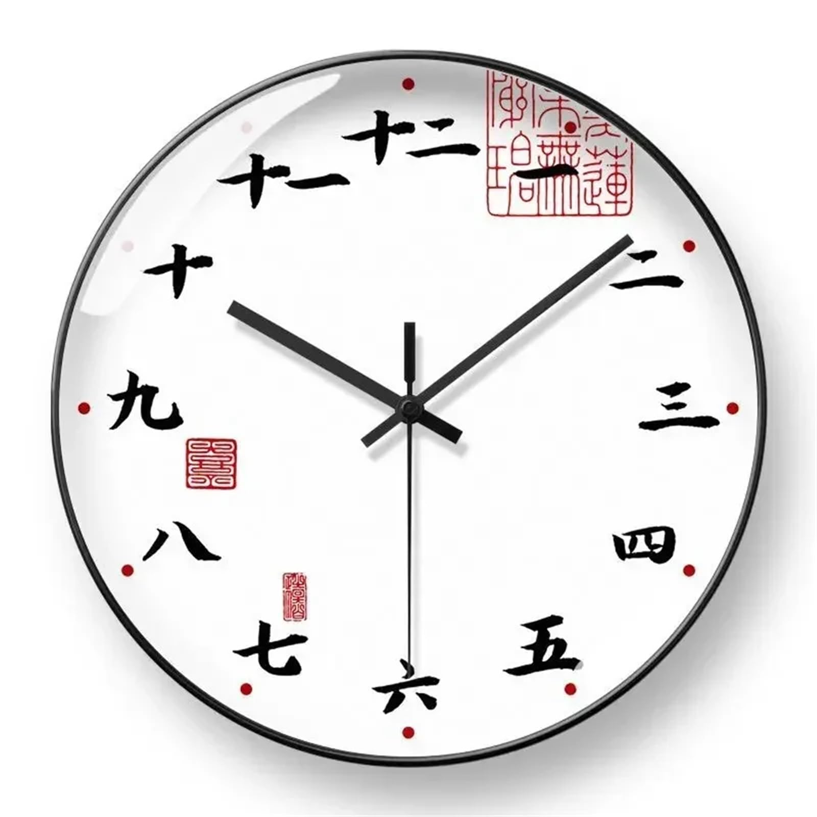 LUYSGBXR Wall Clock Personality Art Wall Clock Classical Retro Teahouse Study House Creative Decoration Household Decorative Mute(E-Black frame,12 inch-(30cm))