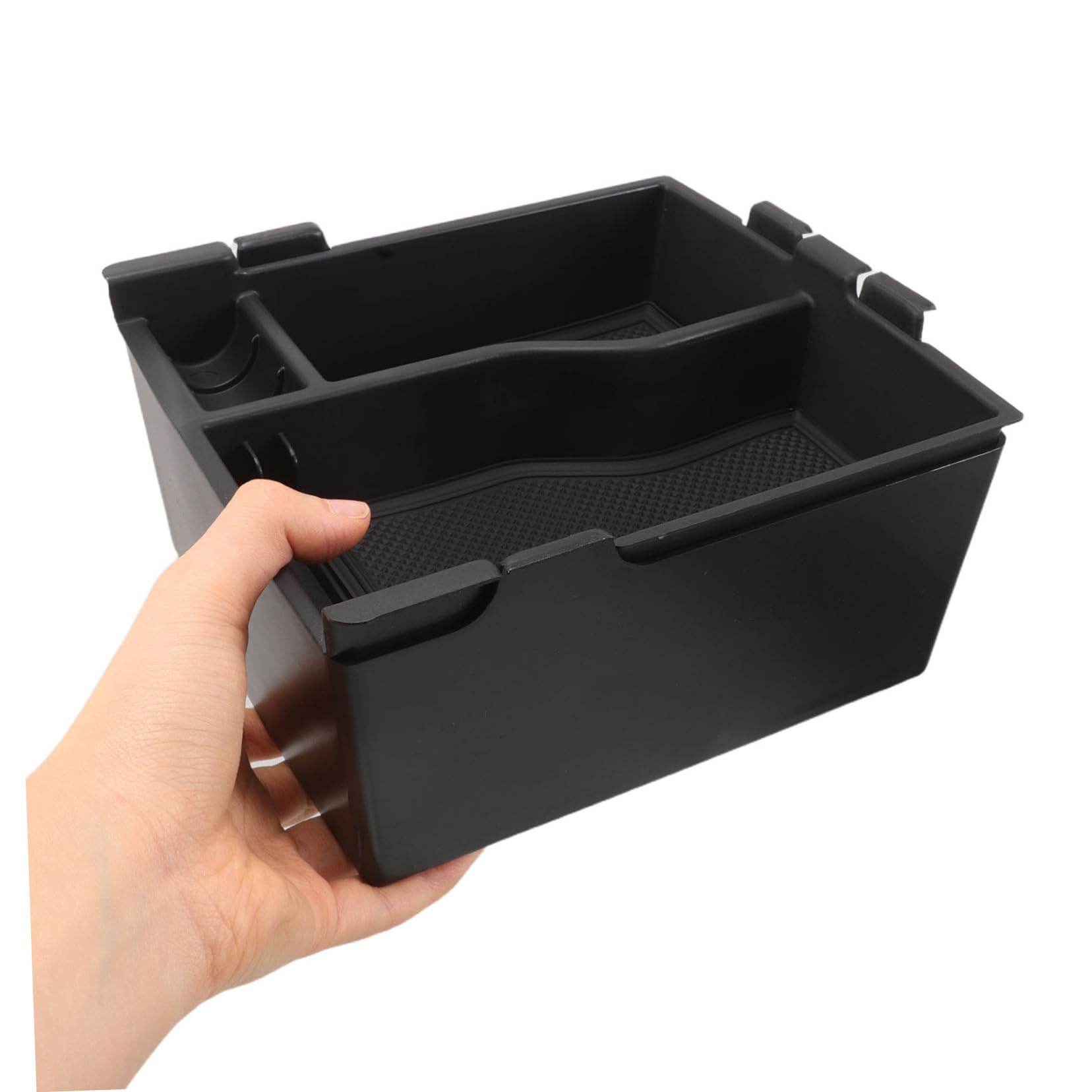 PLAFOPE Organizer Consolle Centrale Auto con Doppio Vassoio Contenitore Portaoggetti per Bracciolo Veicolo Box Immagazzinaggio Abs Resistente per Viaggi Quotidiani e Lunghi