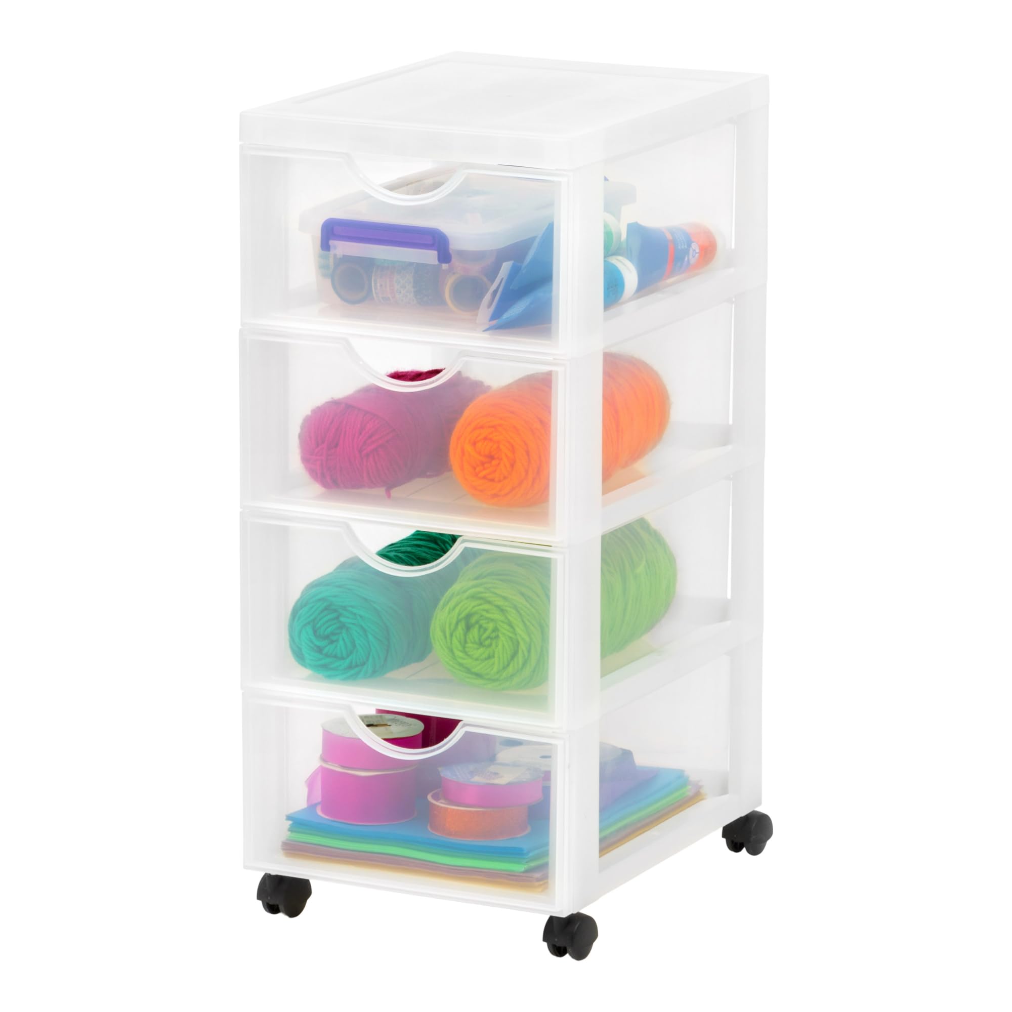Iris Ohyama Kunststoff-Schubladenbox mit Rollen