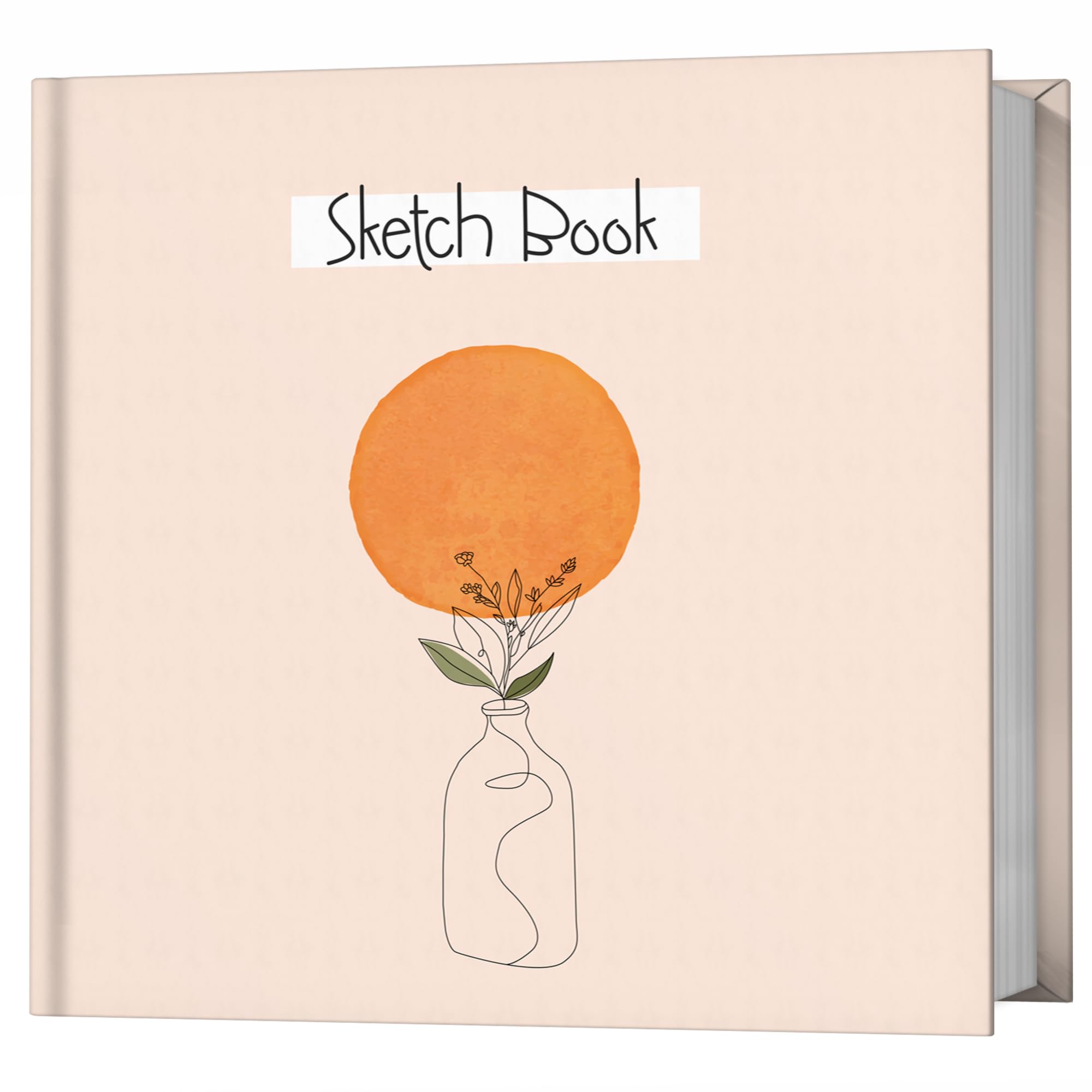 Zaslan Paper - Artist Sketchbook - Square - 120 GSM - Drawing Sketchbook - 88 Pages/44 Sheets - Hard Bound Drawing Book for Pencils Use - Size 21.5 x 21.5 cm (Boho Vase)