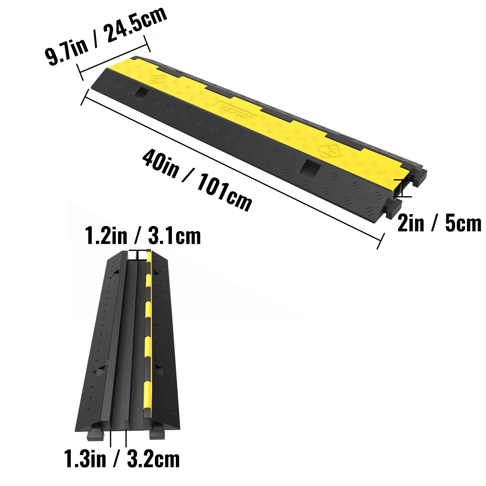 3 Pezzi Per 1000x250x45mm Passacavo A Pavimento In Gomma 2 Slot Capacità 5T Per Uno Axle Passacavo Per Pavimento Con 2 Canali In 30x35mm