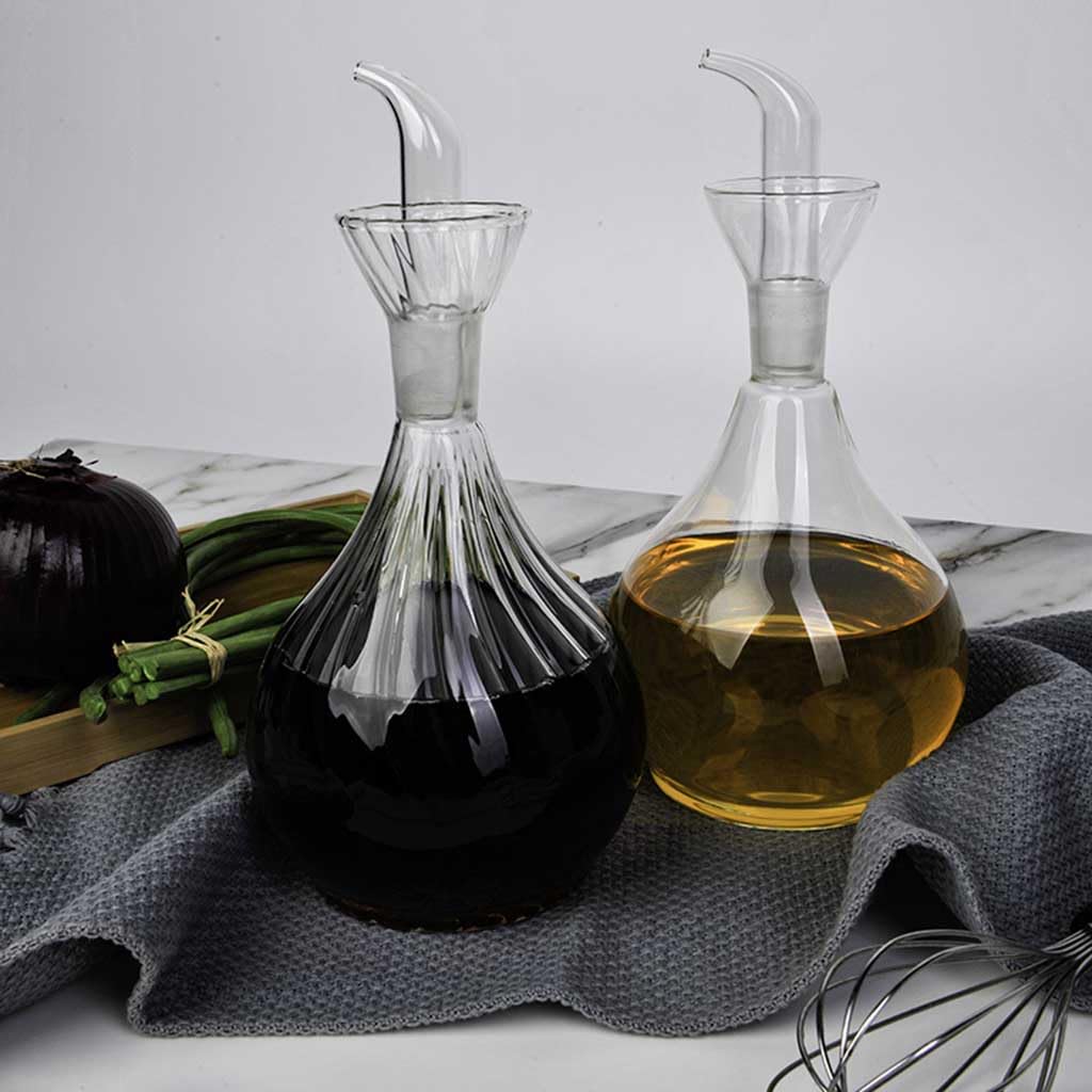Botella de Vidrio dispensador de Aceite y vinagre, Dispensador de Aceite y vinagre de Vidrio borosilicato antigoteo (400 ml y 850 ml)(400ML)
