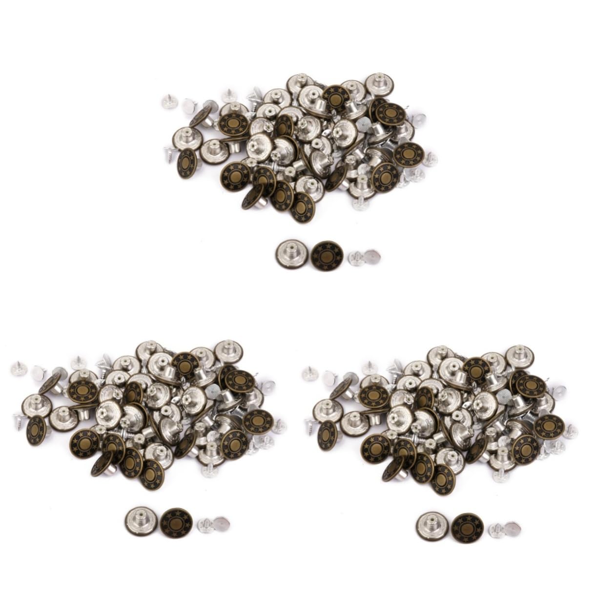 TEHAUX 3 Set Di Bottoni Per Jeans Con Motivo A Stella Da 17 Mm in Ottone Verde Da 17 Mm Semplici Alla Moda Installazione Rapida 50 Pezzi*3