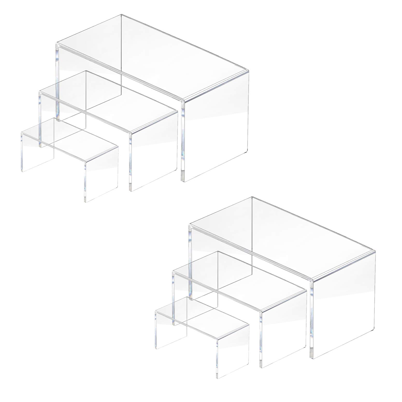 Yestbuy Acrylic Display Risers 2 Sets,Clear Display Stands Suitable for POP Figures,Cupcake,Retail,Toy,Jewelry,Cosmetics, Home Decoration,Hierarchical Display ((4,6,8)" x2Set)