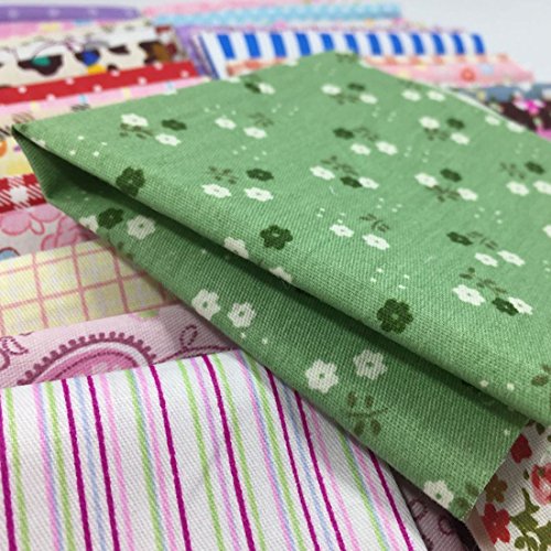 levylisa 50 Pieces Pre Cut Assorted Colours Cotton Squares Quilting Fabric,Patchwork Fabric Patchwork Quilting Sewing Fabric Patchwork Flower Dots DIY Quilting Handmade Craft 8 x 8 Inches