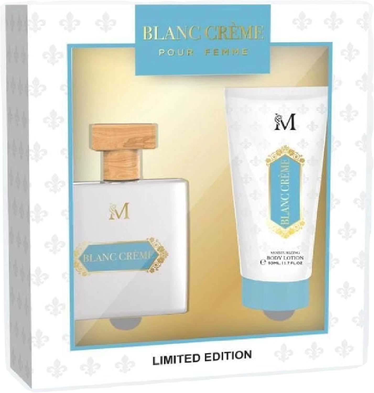 Blanc Crème Cofanetto Profumo EDP 50ml + Crema Corpo 50ml 3 CONFEZIONI - Latte, Vaniglia, Caramello & Biscotto - Idea Regalo Donna - Set Profumazione Corpo e Fragranza Gourmand