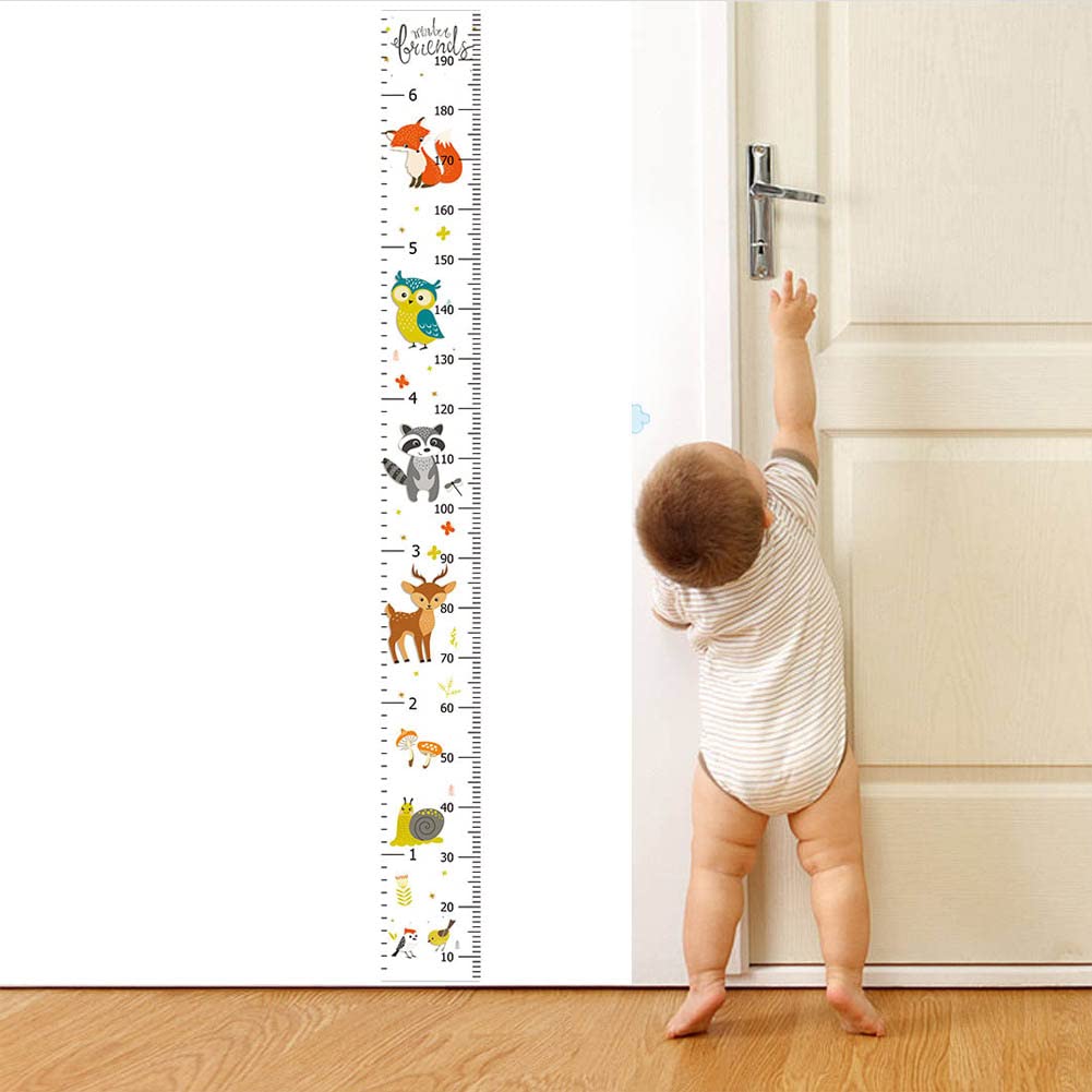 Toise Murale Enfant avec Motif Dessin animé,Toile Hauteur Règle de Mesure,Bébé Enfants Regle Taille,Fille Garçon Hauteur de Mesure pour les décorations murales de la chambre des enfants(200cm * 20cm)
