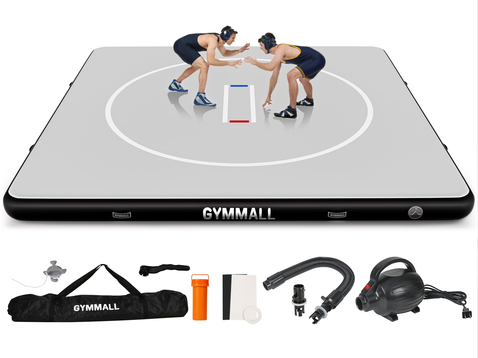 wrestling mat inflatable 5ft/6.6ft/10ft/13ft/16.5ft, foldable 4" thick jiu jitsu mats for home outdoor indoor, waterproof pvc mat for gymnastics, water yoga, pe training, bjj, mma, grappling