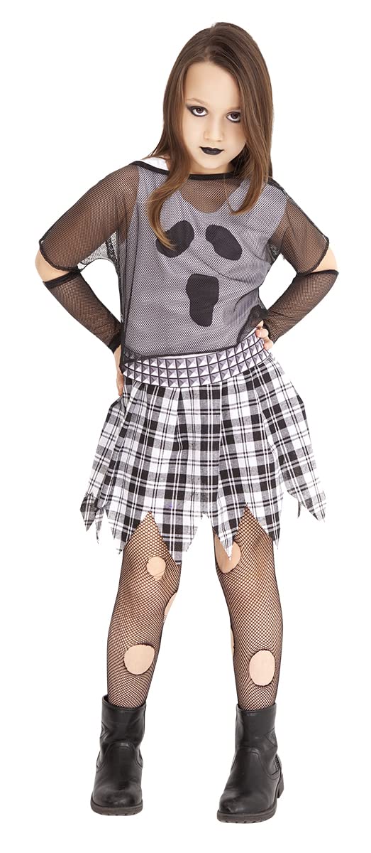 Rubies Disfraz Punky Ghost para niñas, con camiseta, cubre camiseta, mitones, cinturón, falda y medias, para halloween, carnaval y navidad