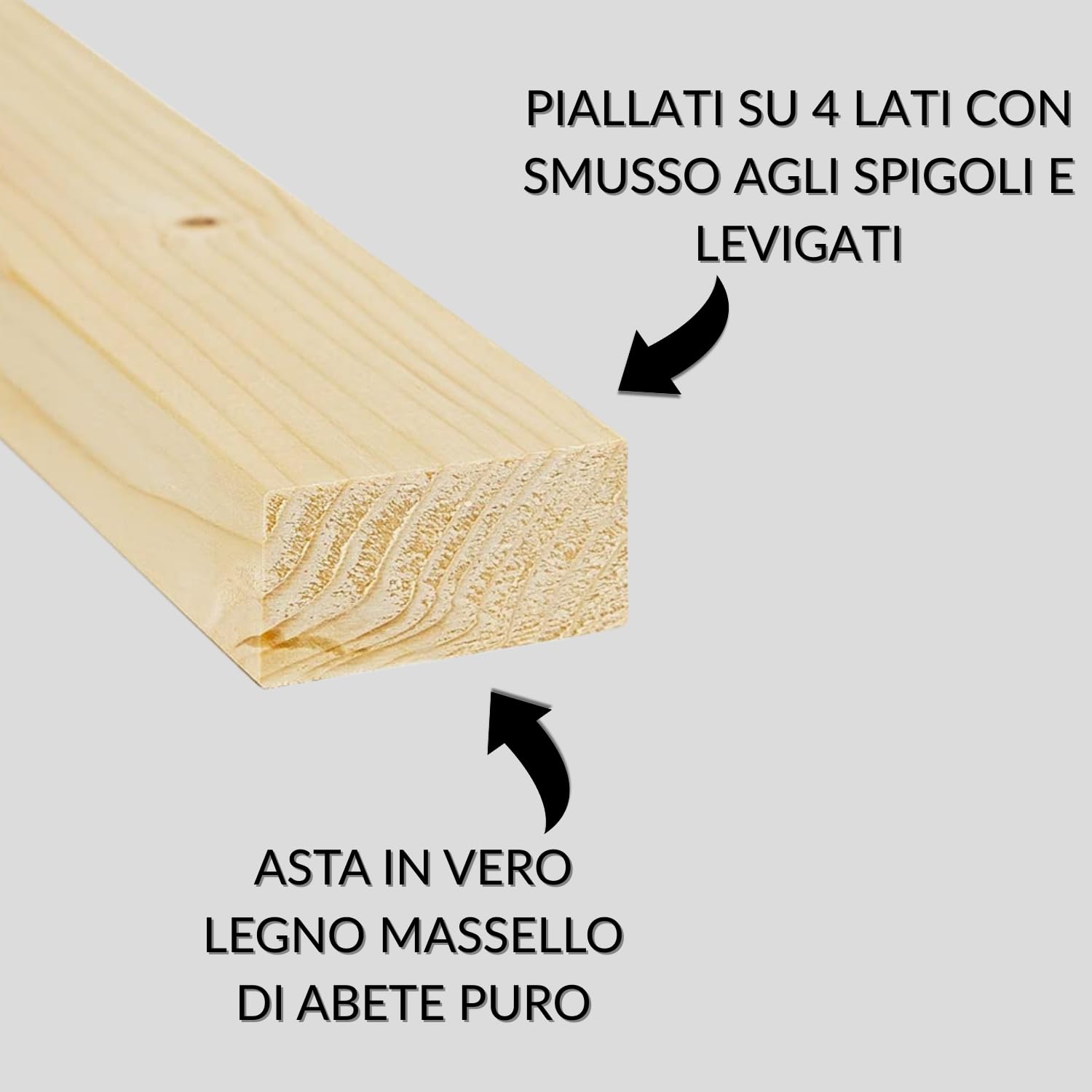 TWE Listelli Legno Massello Abete x 3 Metri Piallati su Quattro Lati con Smusso su Spigoli Made in Italy Confezione da 6 pz (20x40) mm