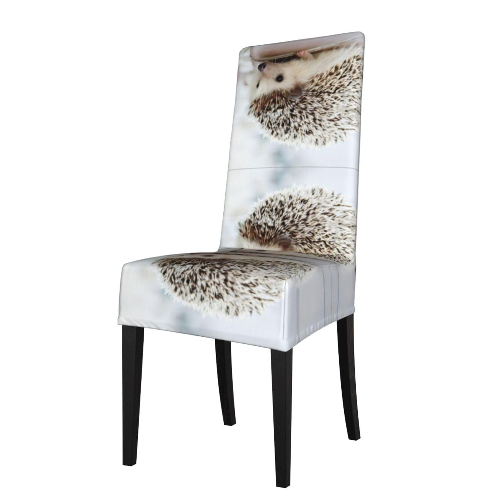 Hlsbssl Black Hedgehog Printed Dining Chair Covers, Fully Enclosed, Removable And Washable, Suitable For Family Banquets And Celebrations