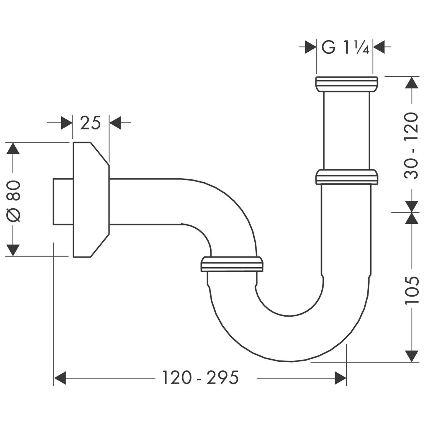 hansgrohe Syfon (syfon rurowy do umywalki) chrom, mały