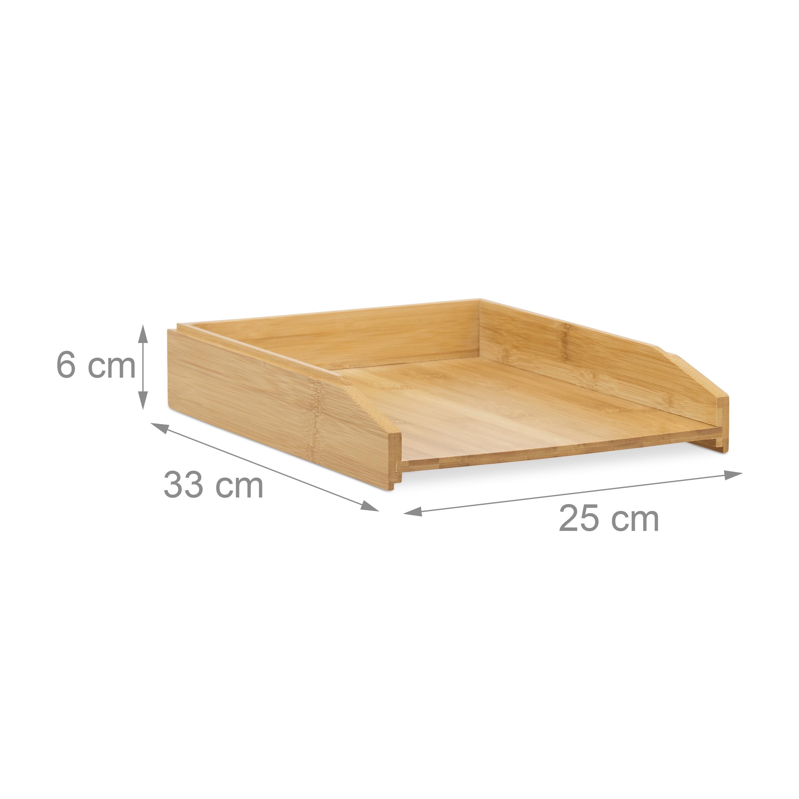 Relaxdays Lot de 2 Range-Documents, en Bambou, Format A4, Supports empilables, pour Bureau, Nature