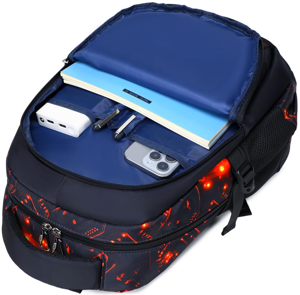 Schulrucksack Jungen Teenager Rucksäcke Kinder Schulranzen Grundschule Mittel Buchtasche Große Wasserfest 18 Zoll Mittagstasche 3 Pcs