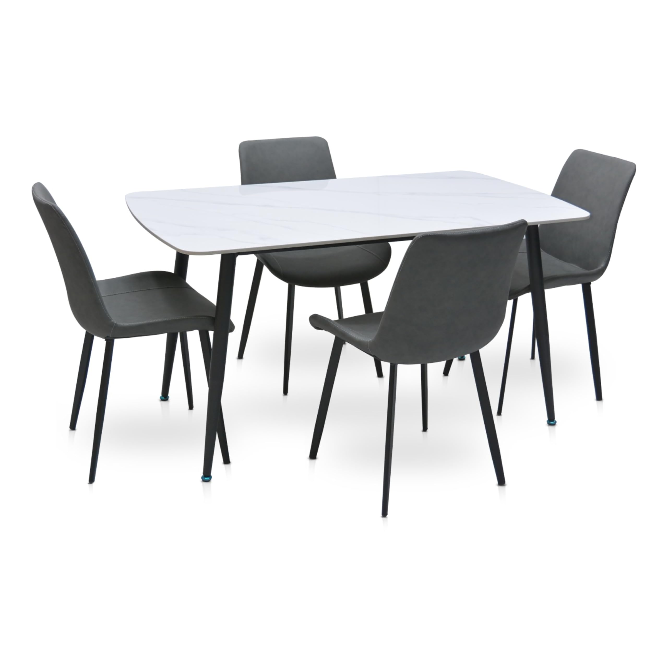 Karnak Modern 5-Pieces Dining Table Chairs Set Dinner Table1 & 4Chairs for Dining Room Kitchen Lounge Table Comfortable chairs, Coffeeshop Cafeteria (GREY WHITE/WITHOUT ASSEMBLY)