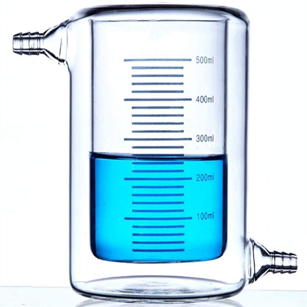 Vaso de precipitados de Vidrio con Camisa de 500 ml para Laboratorio, matraz de Vidrio de borosilicato de 3,3 mm, cristalería química para Laboratorio (tamaño: 500 ml)
