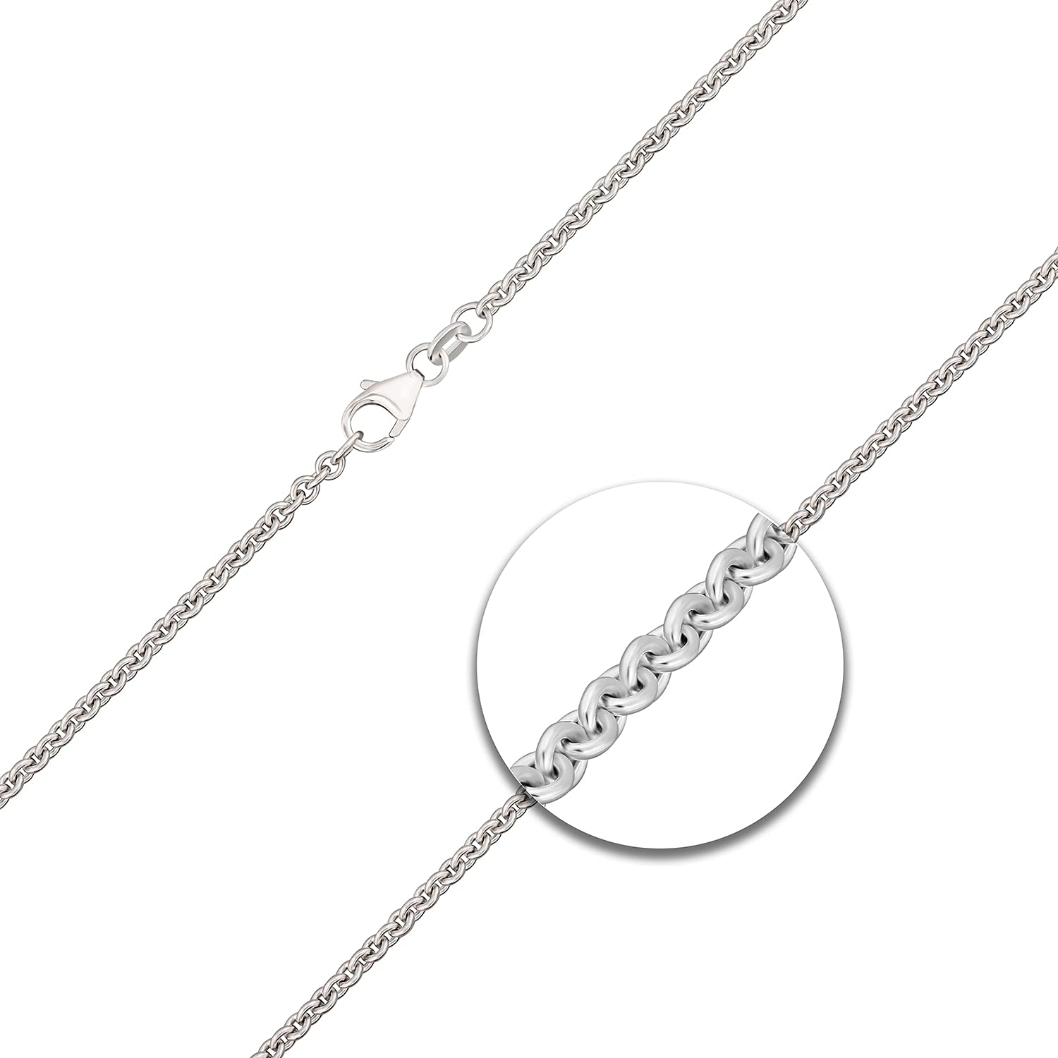 EDELIND Catenina Uomo Oro Bianco 585 Ancora Rotonda, largh. 2,4 mm, con Chiusura ad Aragosta, Marchio di Garanzia Made in Germany