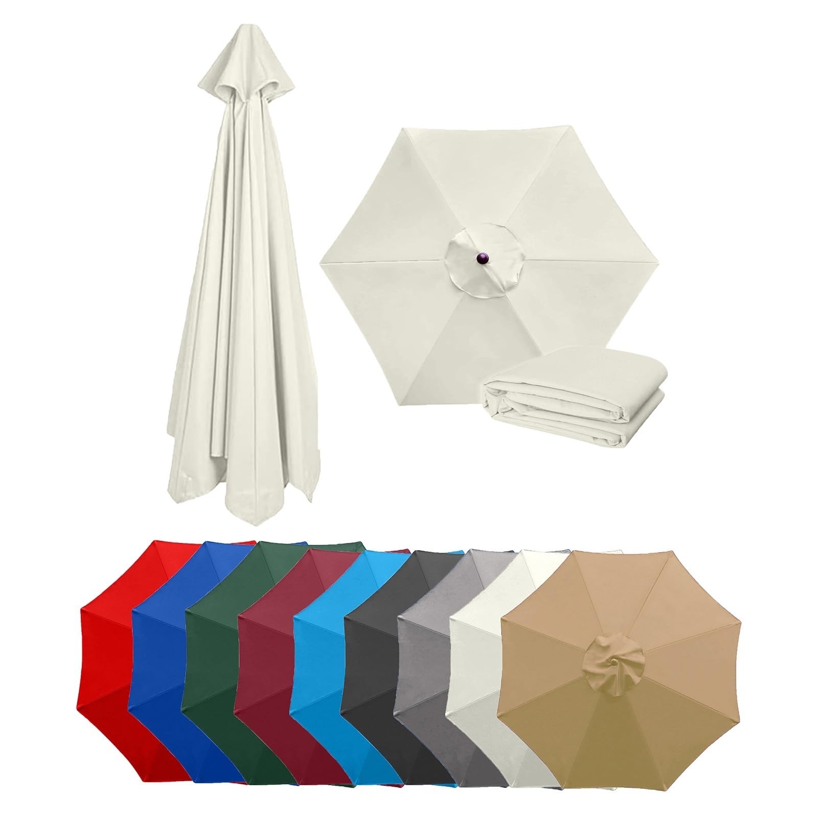 Zapasowy pokrowiec na parasol przeciwsłoneczny 6/8 ramion, górna osłona parasola wspornikowego, nadaje się do parasola ogrodowego, osłony parasola ogrodowego (biały, 6
