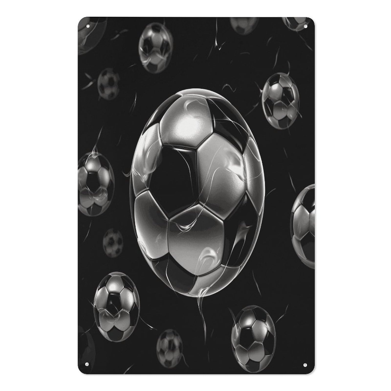 Adfgyerh Style Soccer Black Tin Sign Hanging Art Prints,Wall Decor For Gifting And Party Decoration 7.9X11.8 Inch,Wall Art For Home Garden Greenhouse Living Room Bedroom Yard