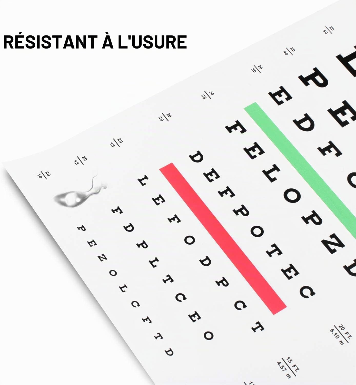 PECULA Tableau oculaire pour examens – Tableau mural Snellen de 6 m, 27,9 x 55,9 cm.