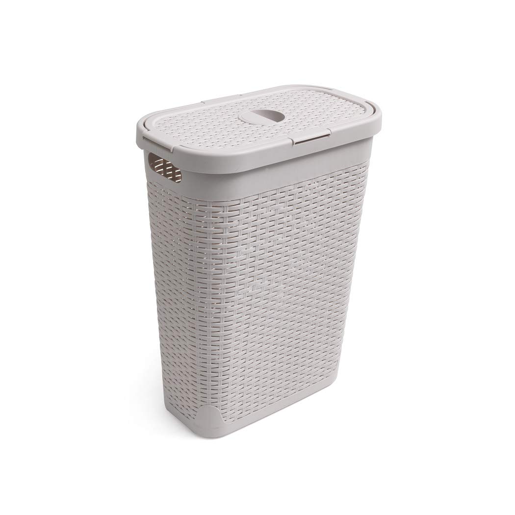 ADDIS RATTAN SLIM LAUNDRY HAMPER - CALICO