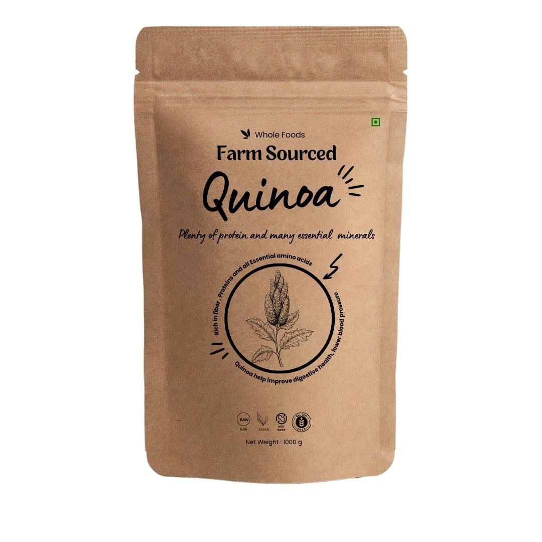 Farm Sourced Quinoa 1kg, Rich in High Fibre and Protein, 100% Wholegrain Cereal, Gluten Free Healthy Breakfast Superfood for Weight Management, Quinoa in Fresh