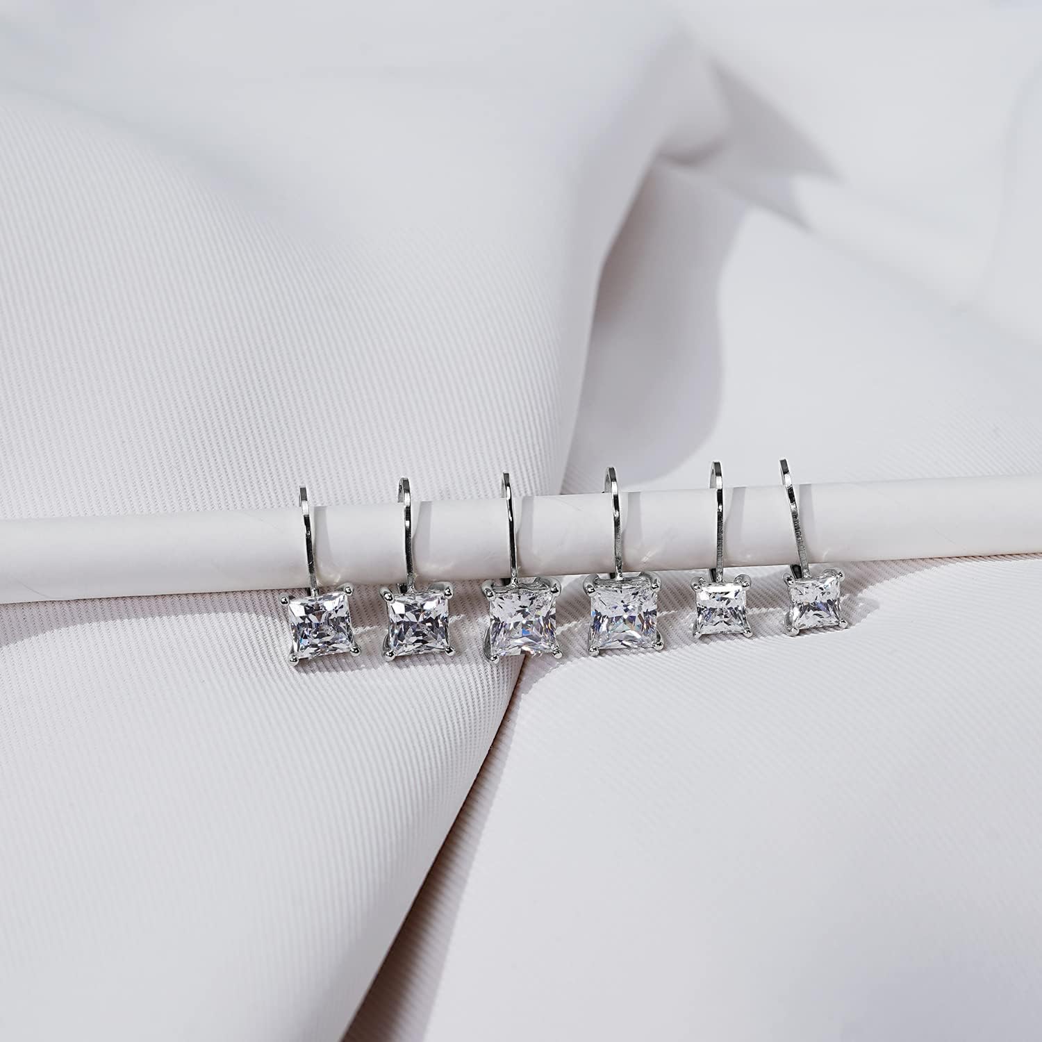 Amazon Collection Sterling Silver Princess Cut Leverback Earrings made with Infinite Elements Cubic Zirconia