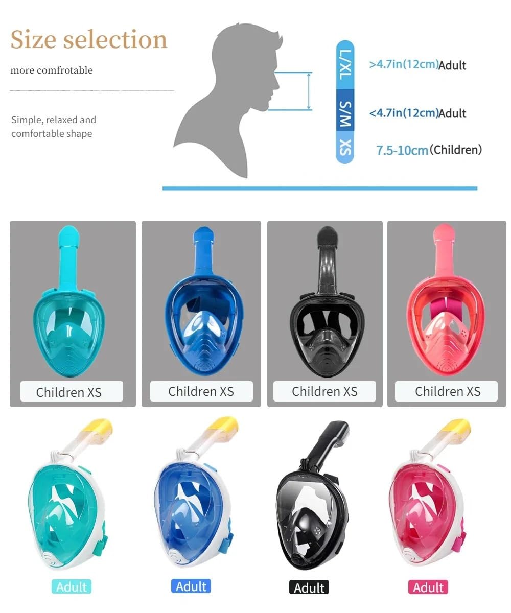 Maschera per Lo Snorkeling, Accessori per Immersioni Subacquee, Antiappannamento, Maschera Integrale per Immersioni, Maschere Respiratorie, Sicure, Impermeabili, per Il N（Blue-Black）