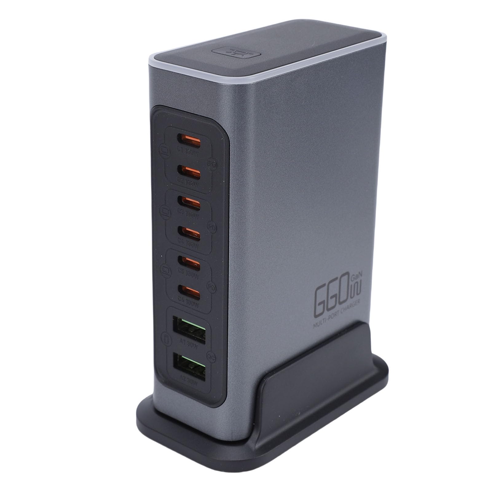 Bloc de Chargeur Rapide USB C, Station de Charge GaN à 8 Ports avec Charge Rapide PD3.0 QC3.0, pour Plusieurs Appareils, Téléphone, Ordinateur Portable, Voyage à Domicile (Prise UE)