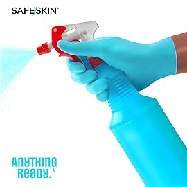SAFESKIN Nitrile Disposable Gloves in Pack of 50, Medium Duty, Small Size, Powder Free - For Food Handling, First Aid, Cleaning, Gardening, Crafting - Premium Medical Exam Gloves